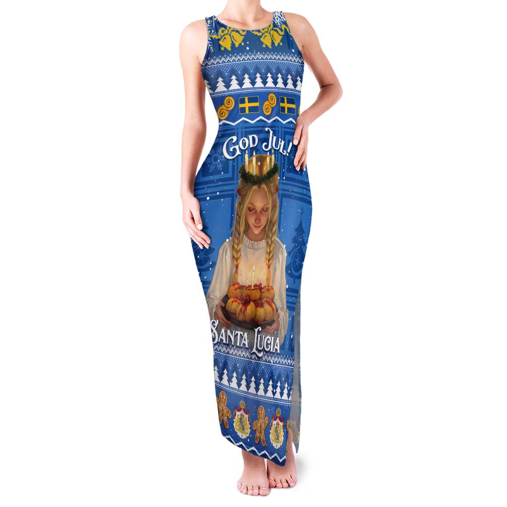 Sweden Christmas Tank Maxi Dress God Jul! Santa Lucia - Wonder Print Shop