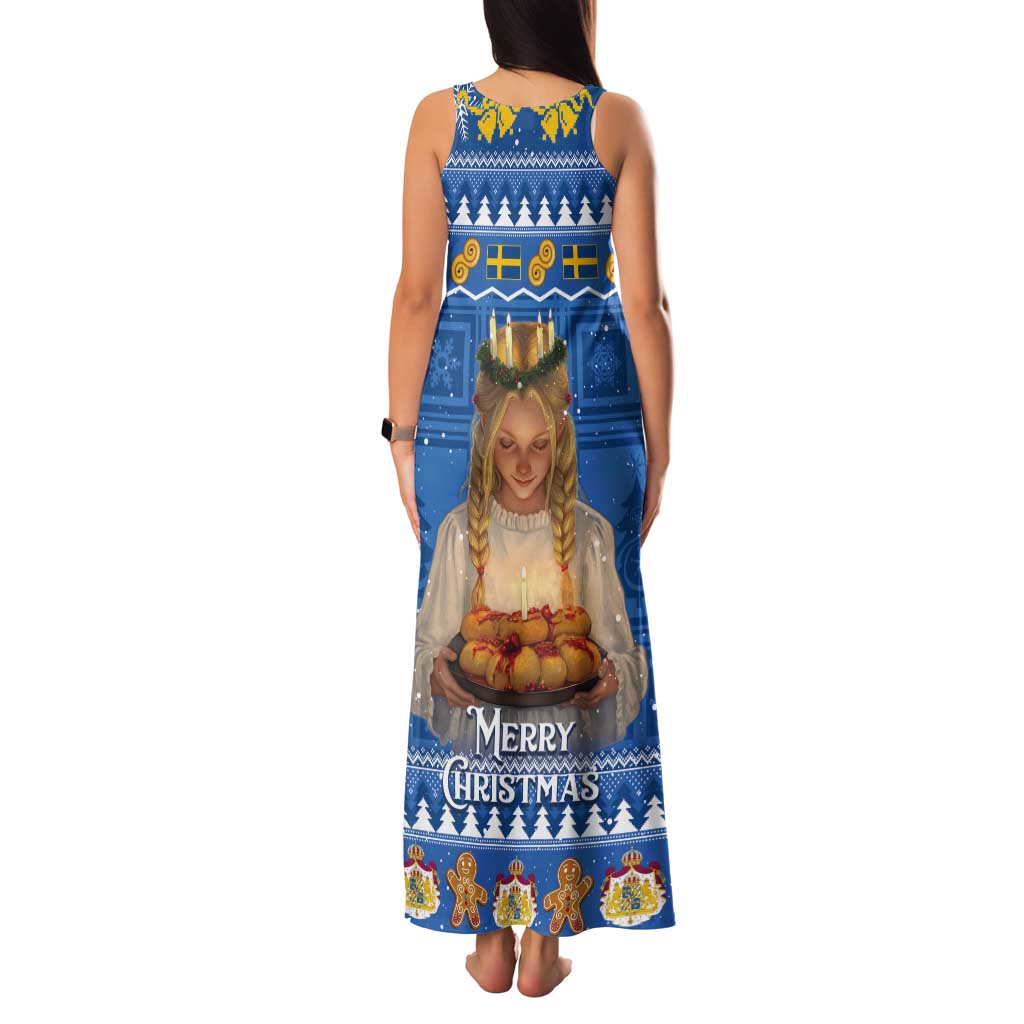 Sweden Christmas Tank Maxi Dress God Jul! Santa Lucia - Wonder Print Shop