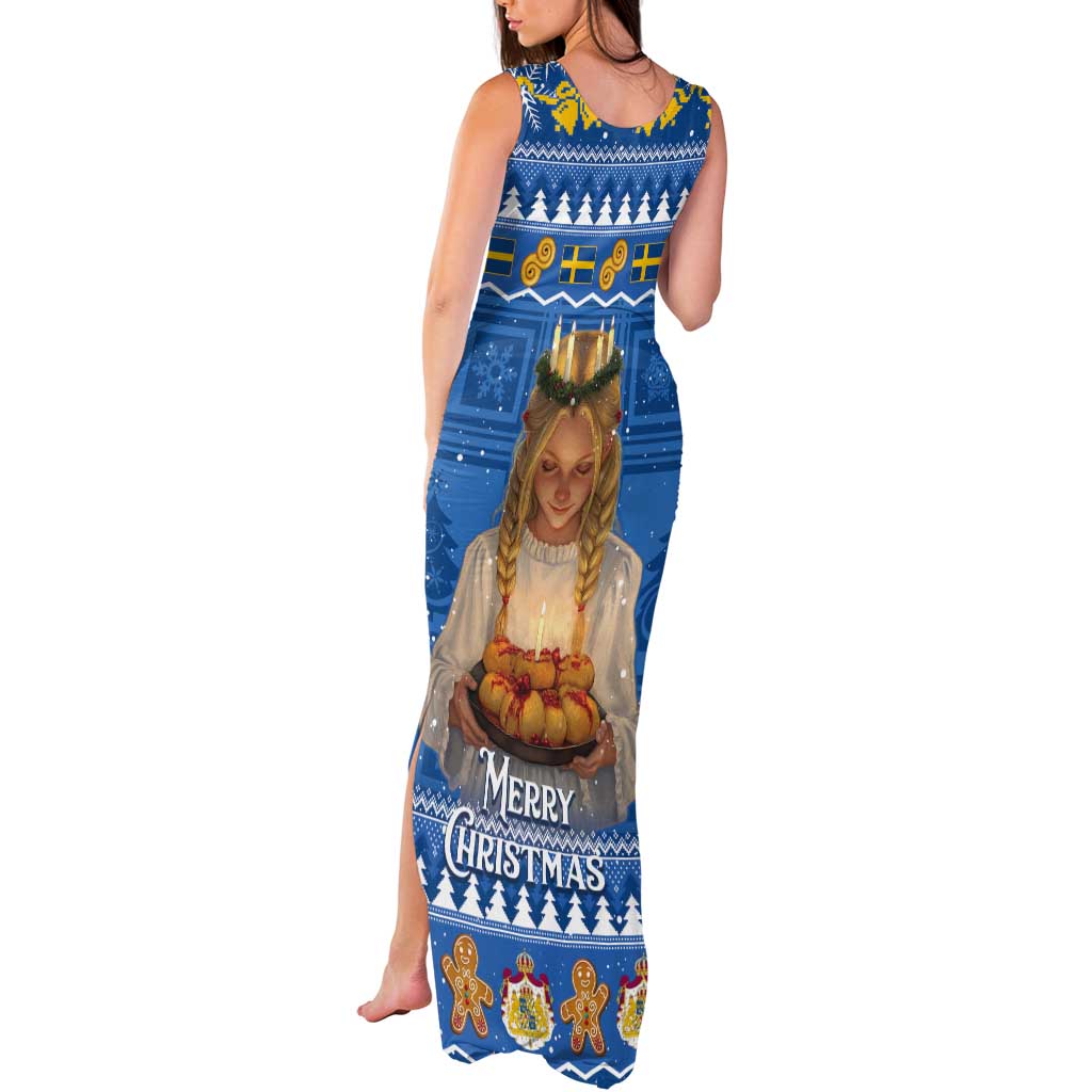 Sweden Christmas Tank Maxi Dress God Jul! Santa Lucia - Wonder Print Shop