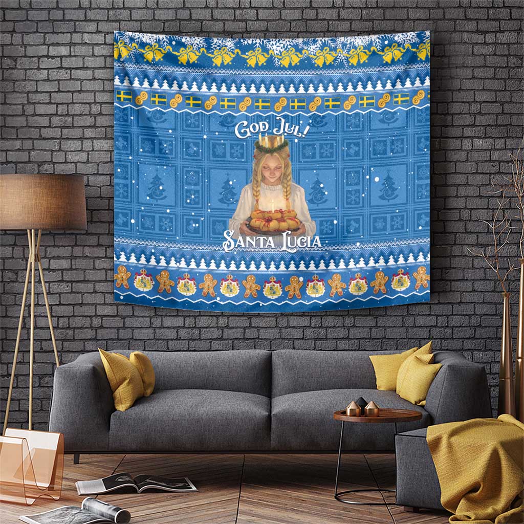 Sweden Christmas Tapestry God Jul! Santa Lucia - Wonder Print Shop