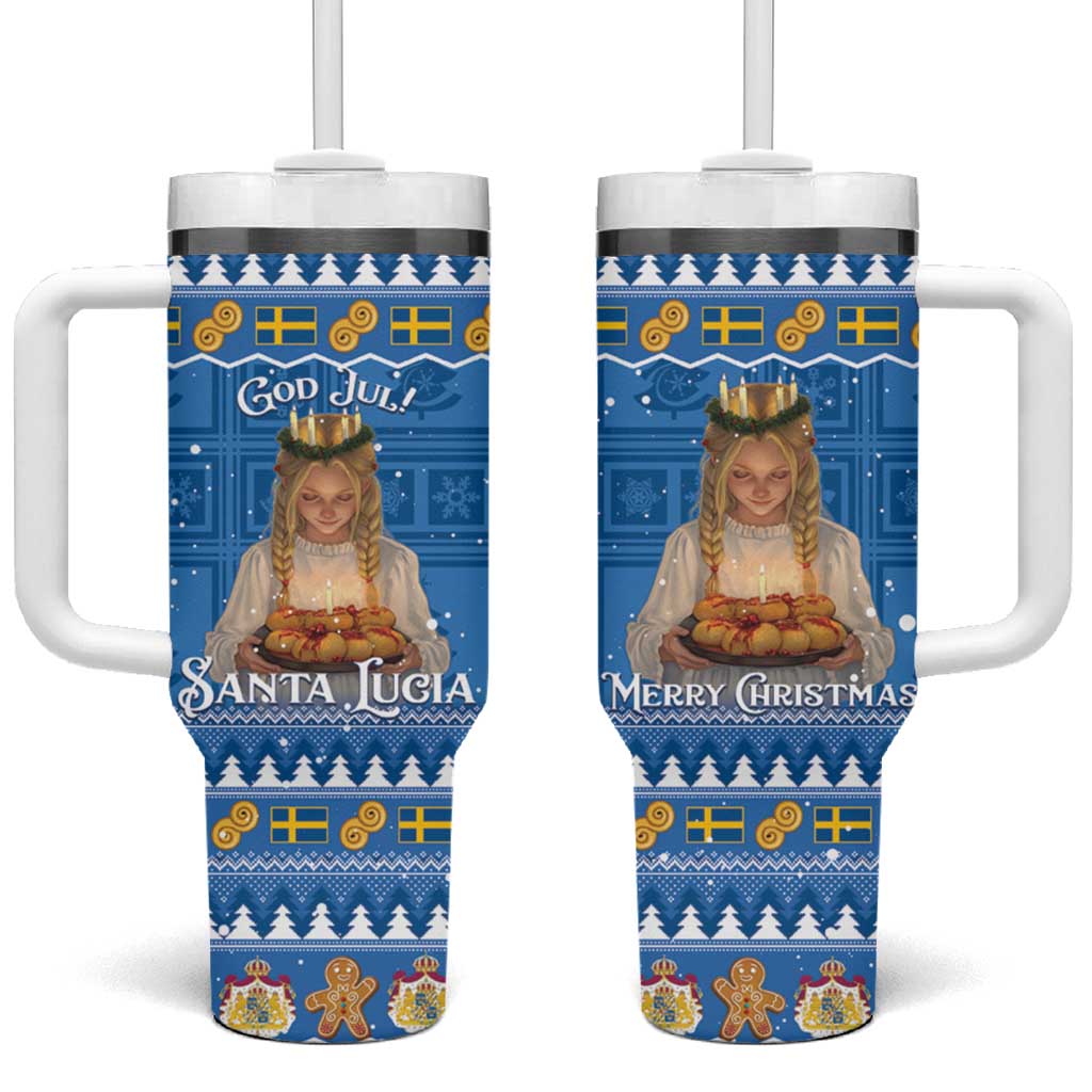 Sweden Christmas Tumbler With Handle God Jul! Santa Lucia - Wonder Print Shop