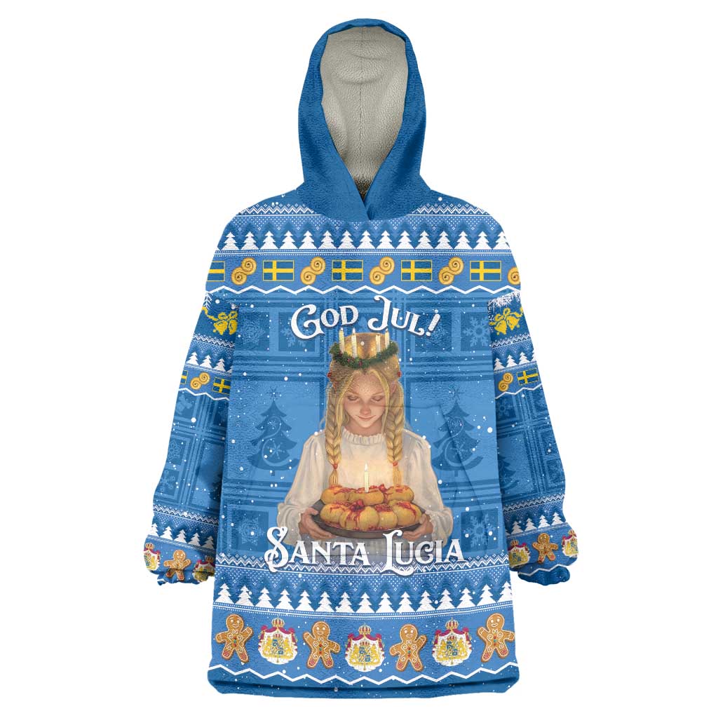 Sweden Christmas Wearable Blanket Hoodie God Jul! Santa Lucia - Wonder Print Shop