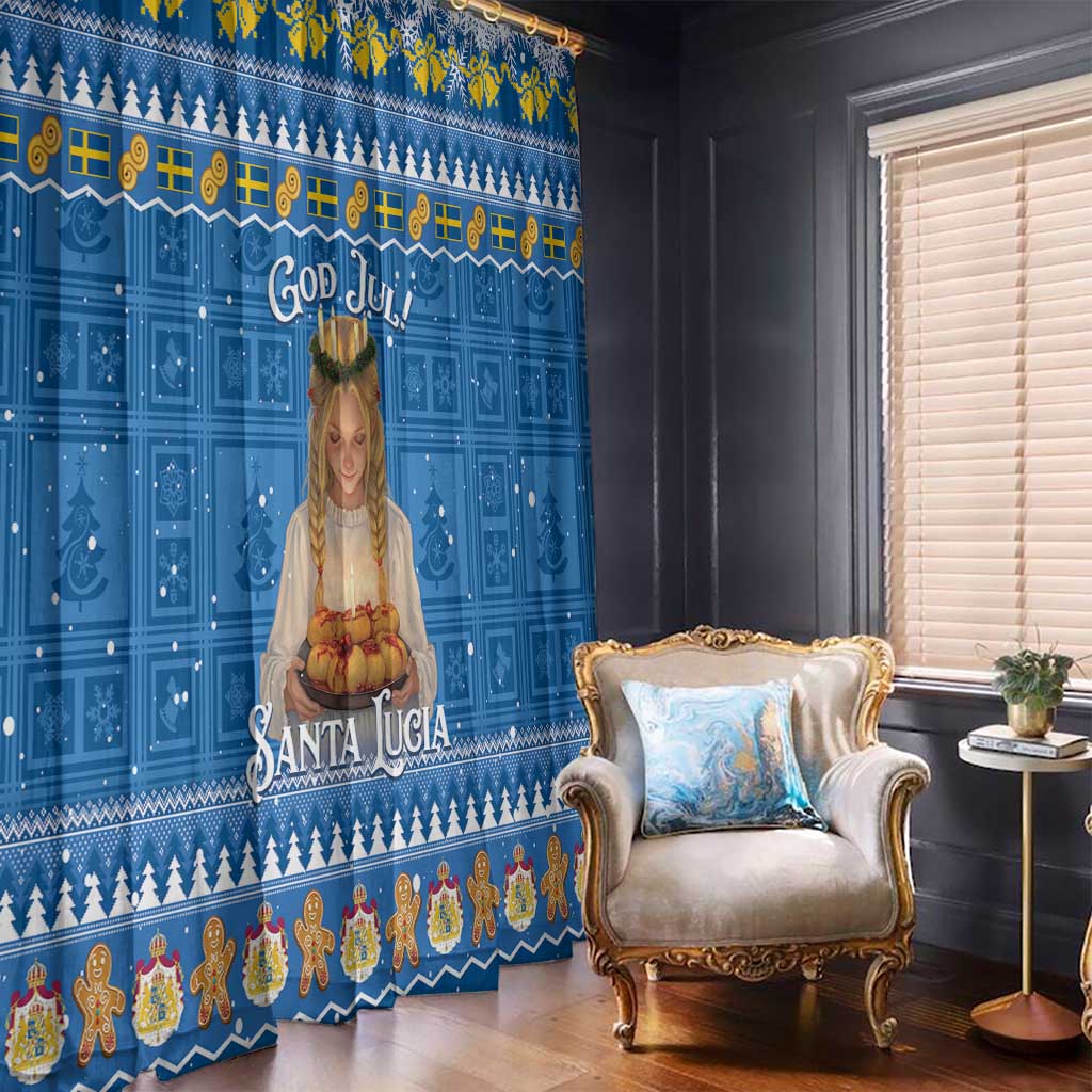 Sweden Christmas Window Curtain God Jul! Santa Lucia - Wonder Print Shop