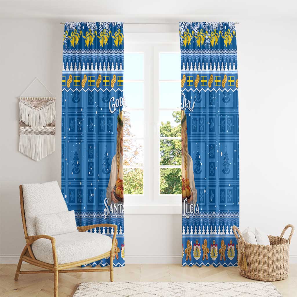 Sweden Christmas Window Curtain God Jul! Santa Lucia - Wonder Print Shop