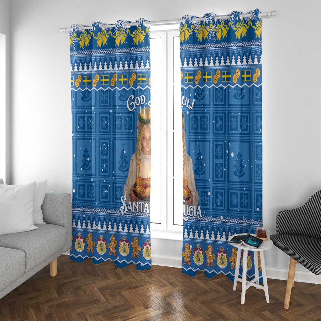 Sweden Christmas Window Curtain God Jul! Santa Lucia - Wonder Print Shop