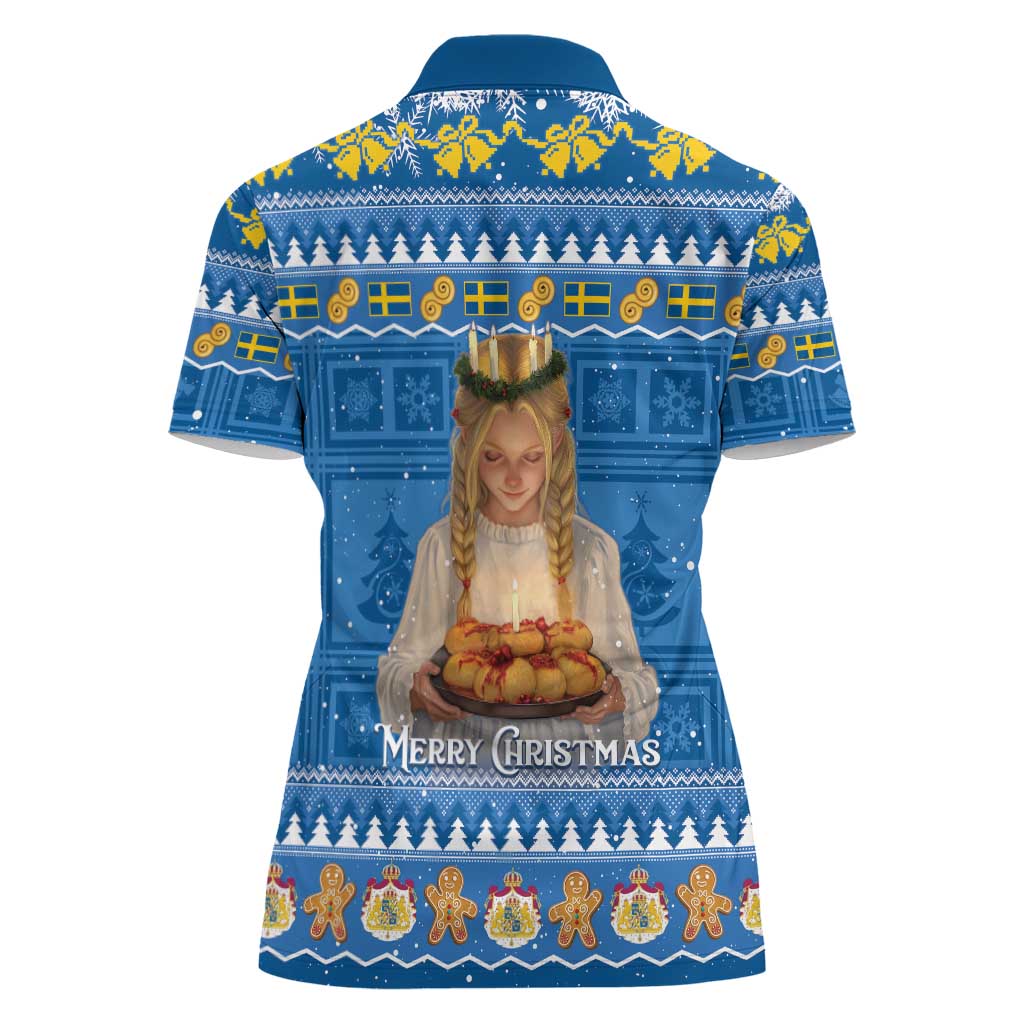 Sweden Christmas Women Polo Shirt God Jul! Santa Lucia - Wonder Print Shop