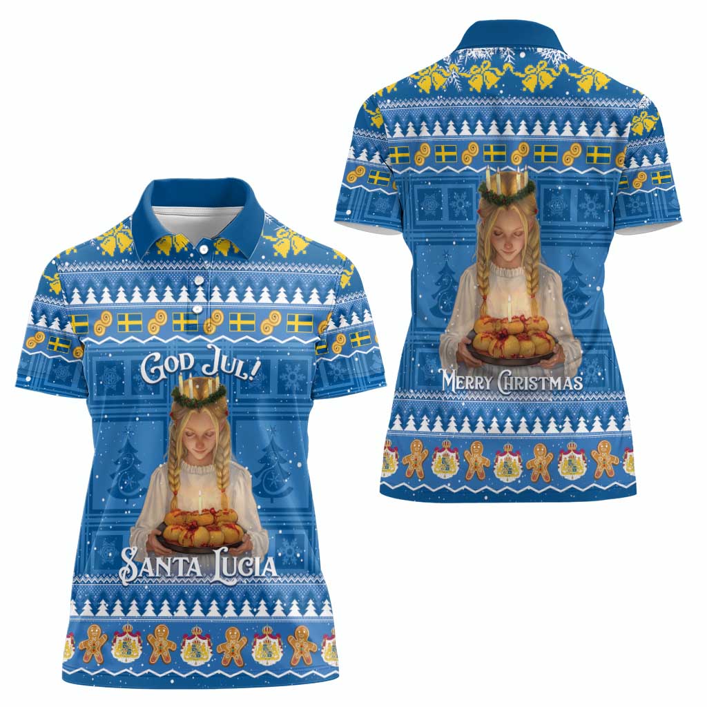 Sweden Christmas Women Polo Shirt God Jul! Santa Lucia - Wonder Print Shop