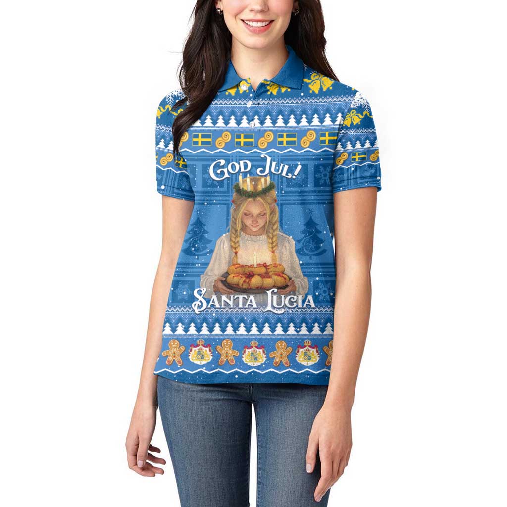 Sweden Christmas Women Polo Shirt God Jul! Santa Lucia - Wonder Print Shop
