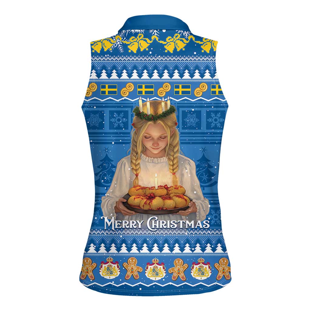 Sweden Christmas Women Sleeveless Polo Shirt God Jul! Santa Lucia - Wonder Print Shop
