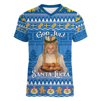 Sweden Christmas Women V-Neck T-Shirt God Jul! Santa Lucia - Wonder Print Shop