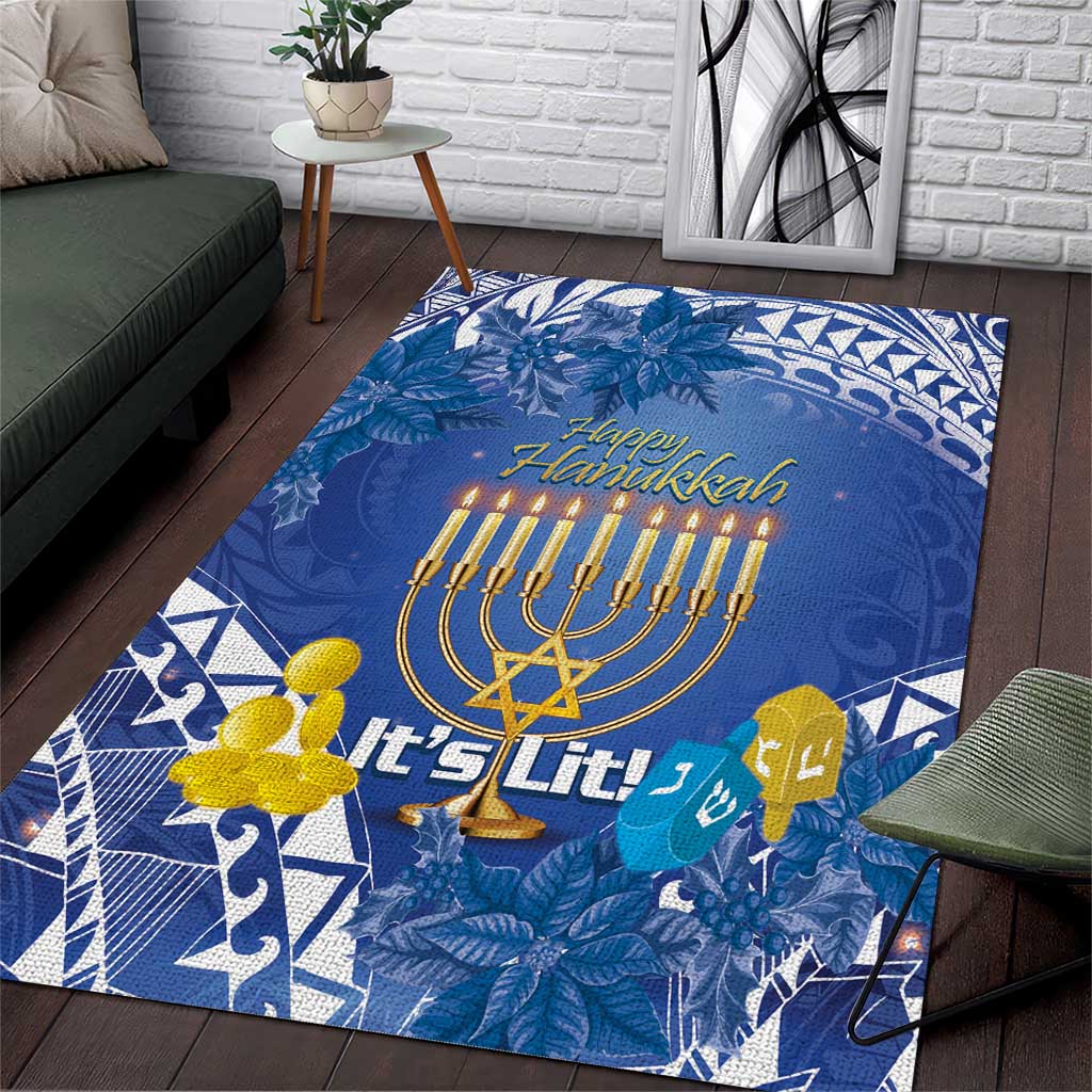 Hanukkah Jewish Festival Area Rug It's Lit - Polynesian Pattern - Wonder Print Shop
