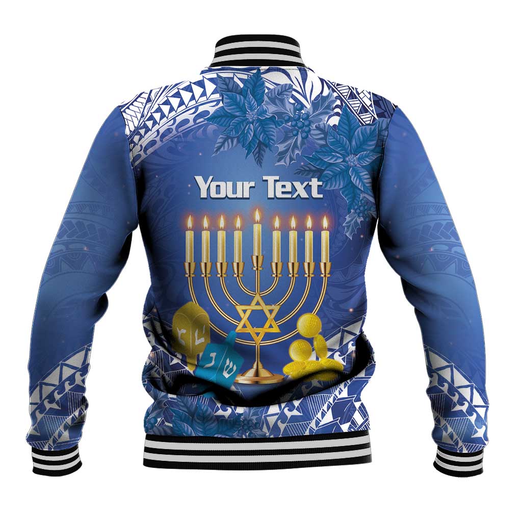 Personalised Hanukkah Jewish Festival Baseball Jacket It's Lit - Polynesian Pattern - Wonder Print Shop