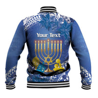 Personalised Hanukkah Jewish Festival Baseball Jacket It's Lit - Polynesian Pattern - Wonder Print Shop