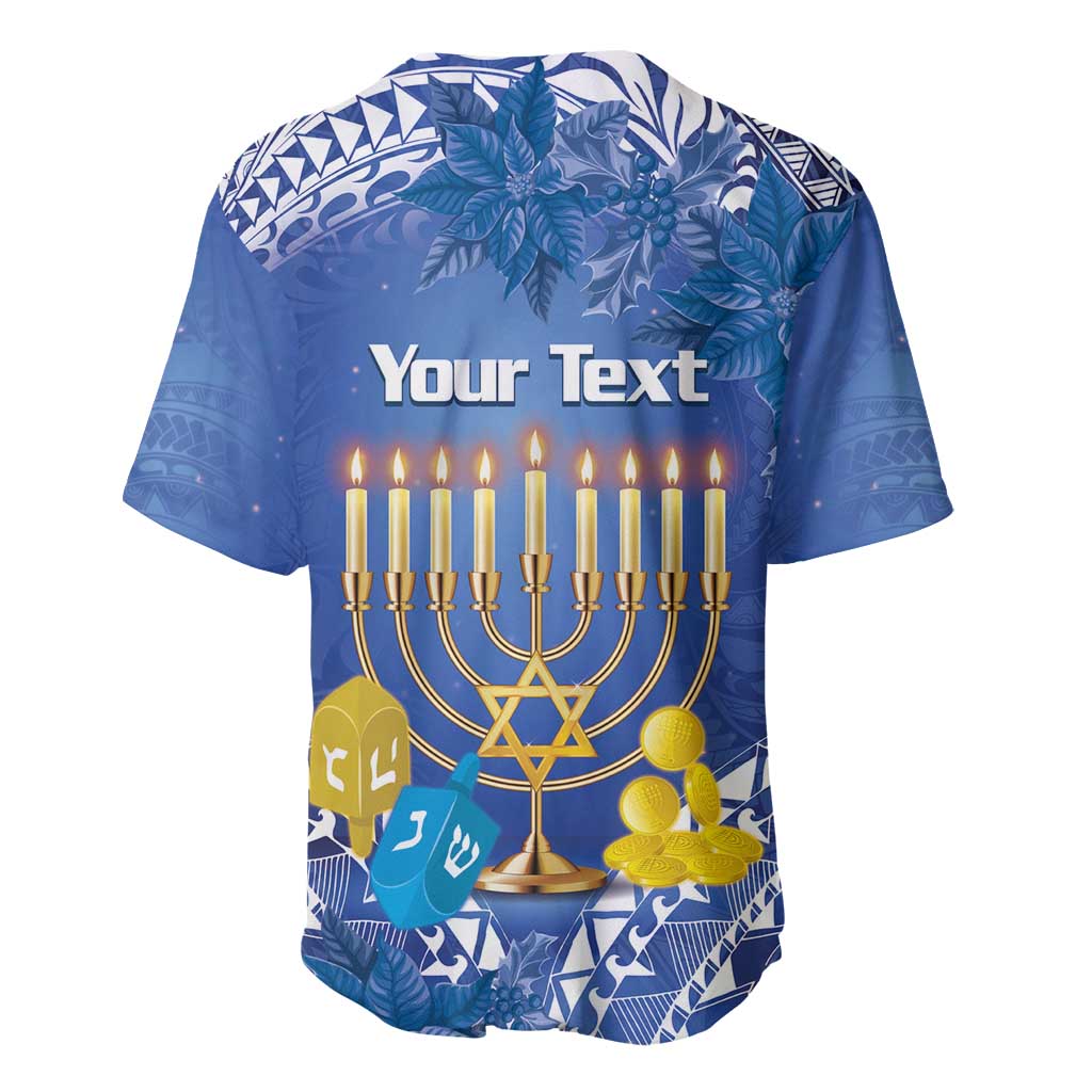 Personalised Hanukkah Jewish Festival Baseball Jersey It's Lit - Polynesian Pattern - Wonder Print Shop