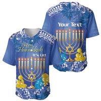 Personalised Hanukkah Jewish Festival Baseball Jersey It's Lit - Polynesian Pattern - Wonder Print Shop