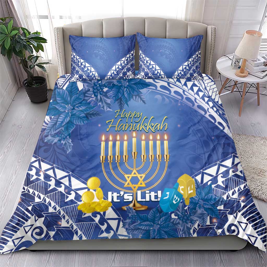 Hanukkah Jewish Festival Bedding Set It's Lit - Polynesian Pattern - Wonder Print Shop