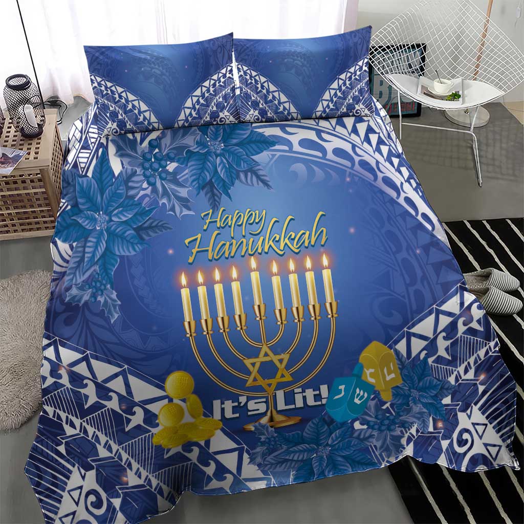 Hanukkah Jewish Festival Bedding Set It's Lit - Polynesian Pattern - Wonder Print Shop