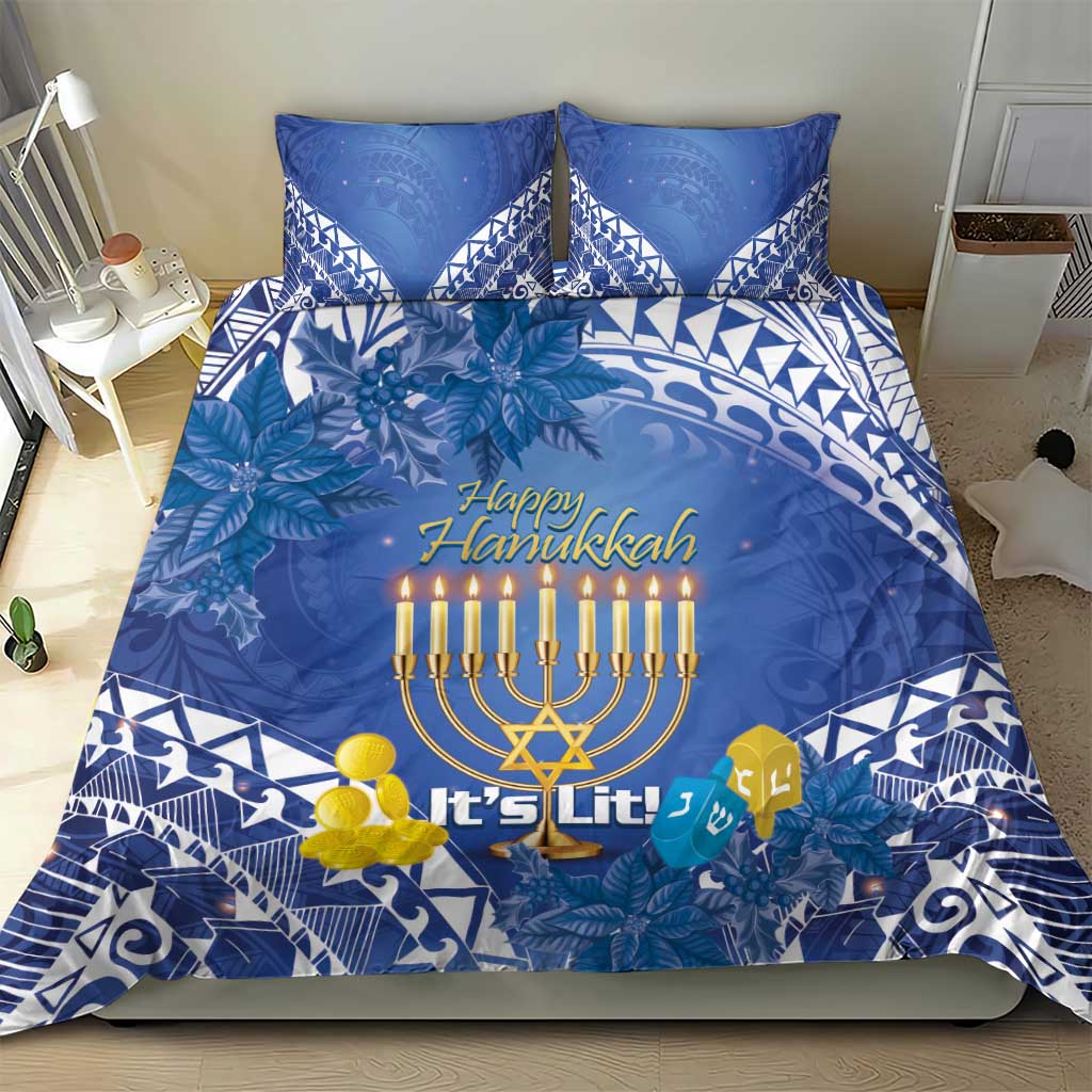 Hanukkah Jewish Festival Bedding Set It's Lit - Polynesian Pattern - Wonder Print Shop