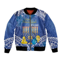 Personalised Hanukkah Jewish Festival Bomber Jacket It's Lit - Polynesian Pattern - Wonder Print Shop