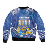 Personalised Hanukkah Jewish Festival Bomber Jacket It's Lit - Polynesian Pattern - Wonder Print Shop