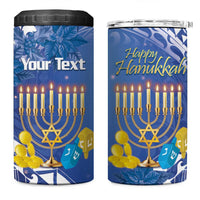 Personalised Hanukkah Jewish Festival 4 in 1 Can Cooler Tumbler It's Lit - Polynesian Pattern - Wonder Print Shop
