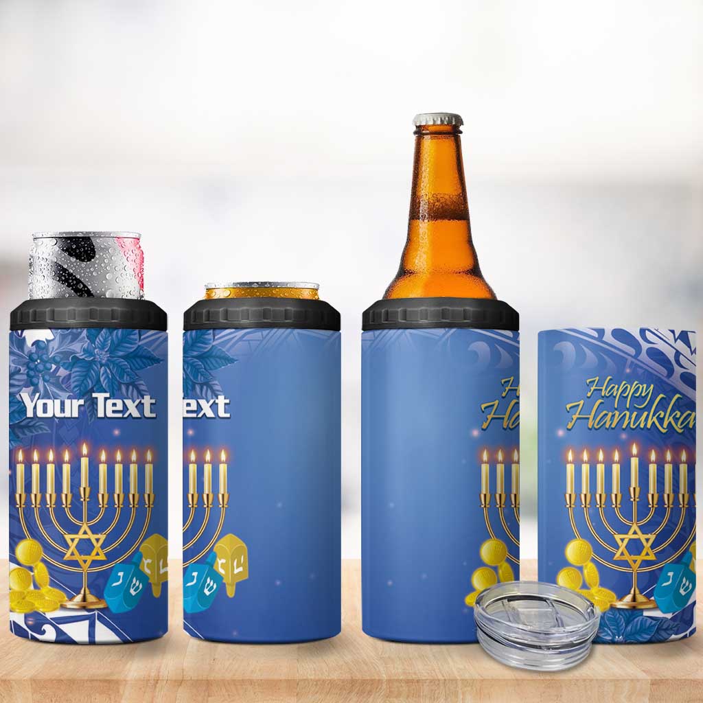 Personalised Hanukkah Jewish Festival 4 in 1 Can Cooler Tumbler It's Lit - Polynesian Pattern - Wonder Print Shop