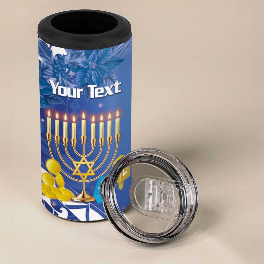 Personalised Hanukkah Jewish Festival 4 in 1 Can Cooler Tumbler It's Lit - Polynesian Pattern - Wonder Print Shop
