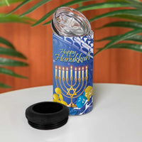 Personalised Hanukkah Jewish Festival 4 in 1 Can Cooler Tumbler It's Lit - Polynesian Pattern - Wonder Print Shop