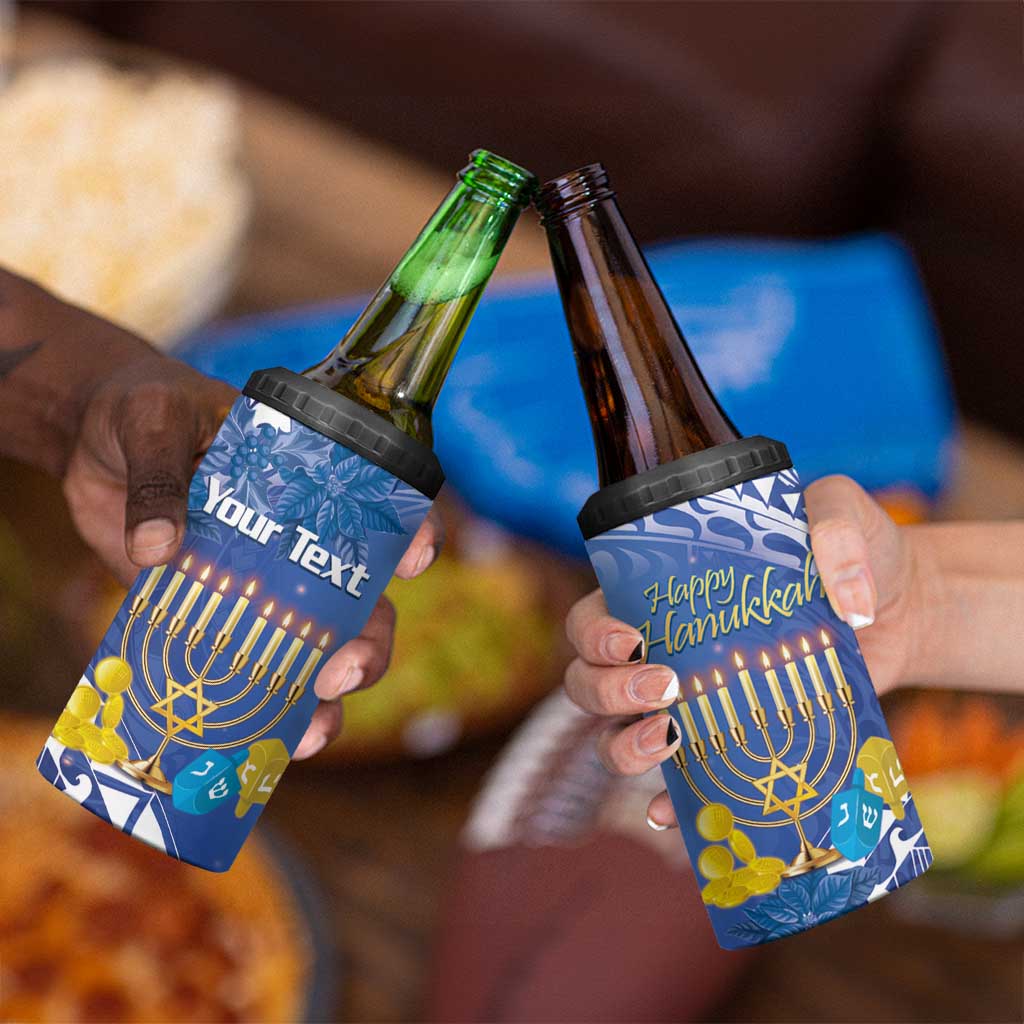 Personalised Hanukkah Jewish Festival 4 in 1 Can Cooler Tumbler It's Lit - Polynesian Pattern - Wonder Print Shop