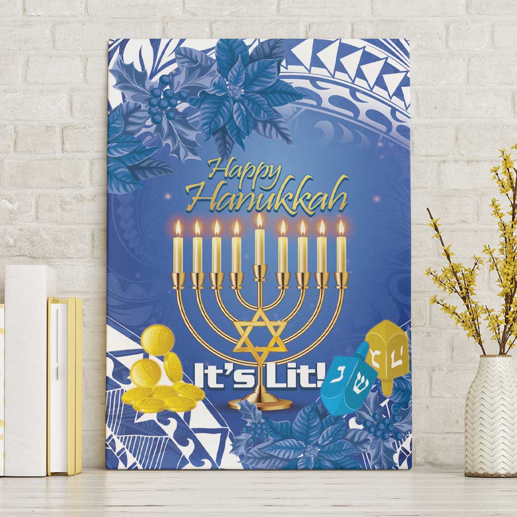 Hanukkah Jewish Festival Canvas Wall Art It's Lit - Polynesian Pattern - Wonder Print Shop