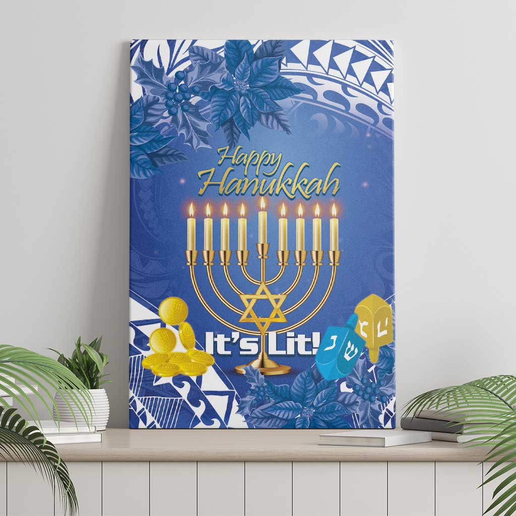 Hanukkah Jewish Festival Canvas Wall Art It's Lit - Polynesian Pattern - Wonder Print Shop
