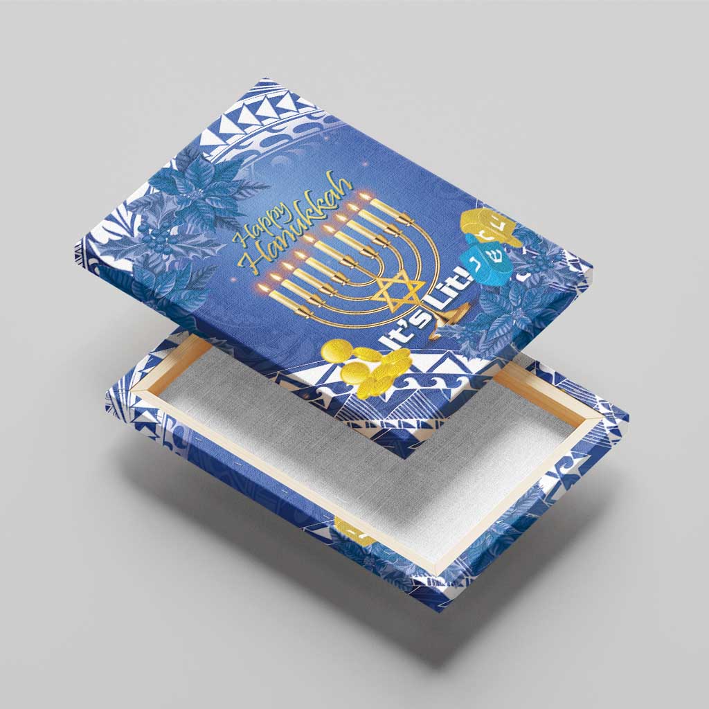 Hanukkah Jewish Festival Canvas Wall Art It's Lit - Polynesian Pattern - Wonder Print Shop