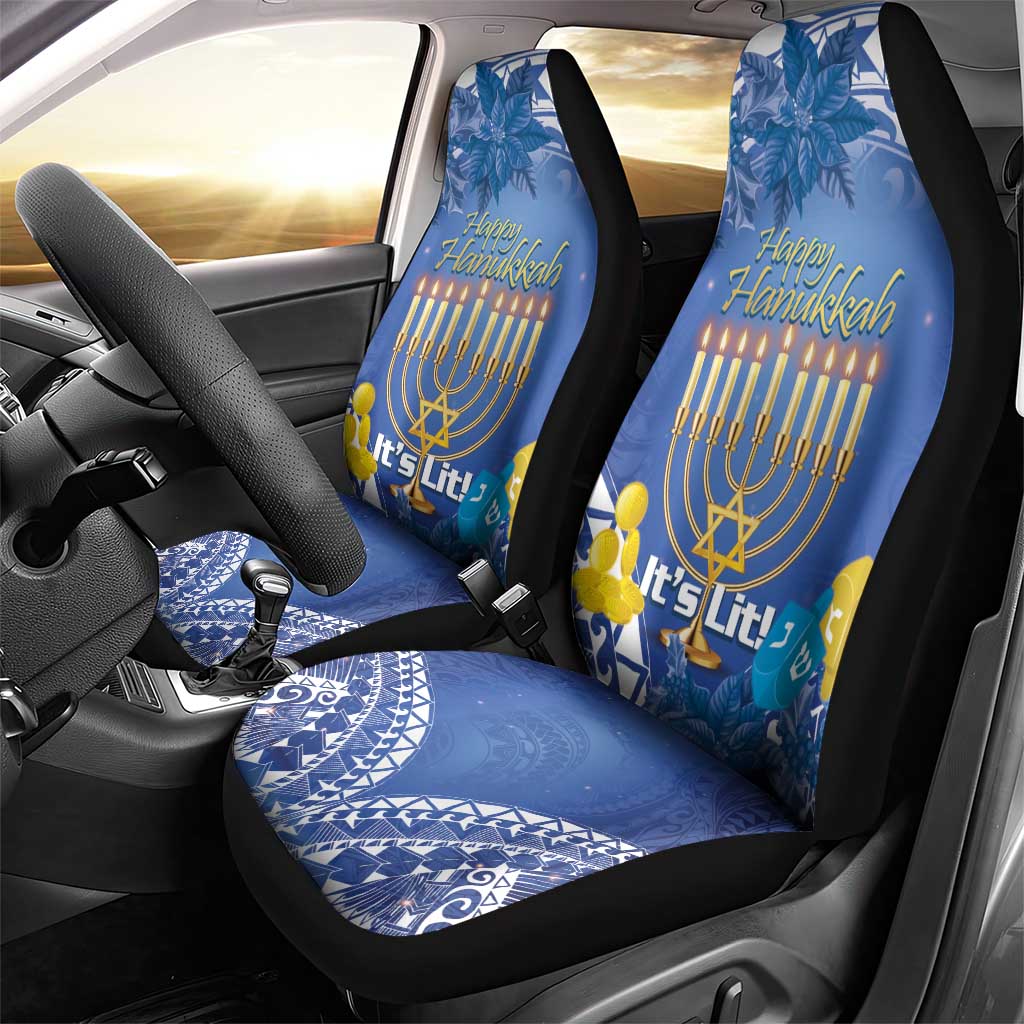 Hanukkah Jewish Festival Car Seat Cover It's Lit - Polynesian Pattern - Wonder Print Shop