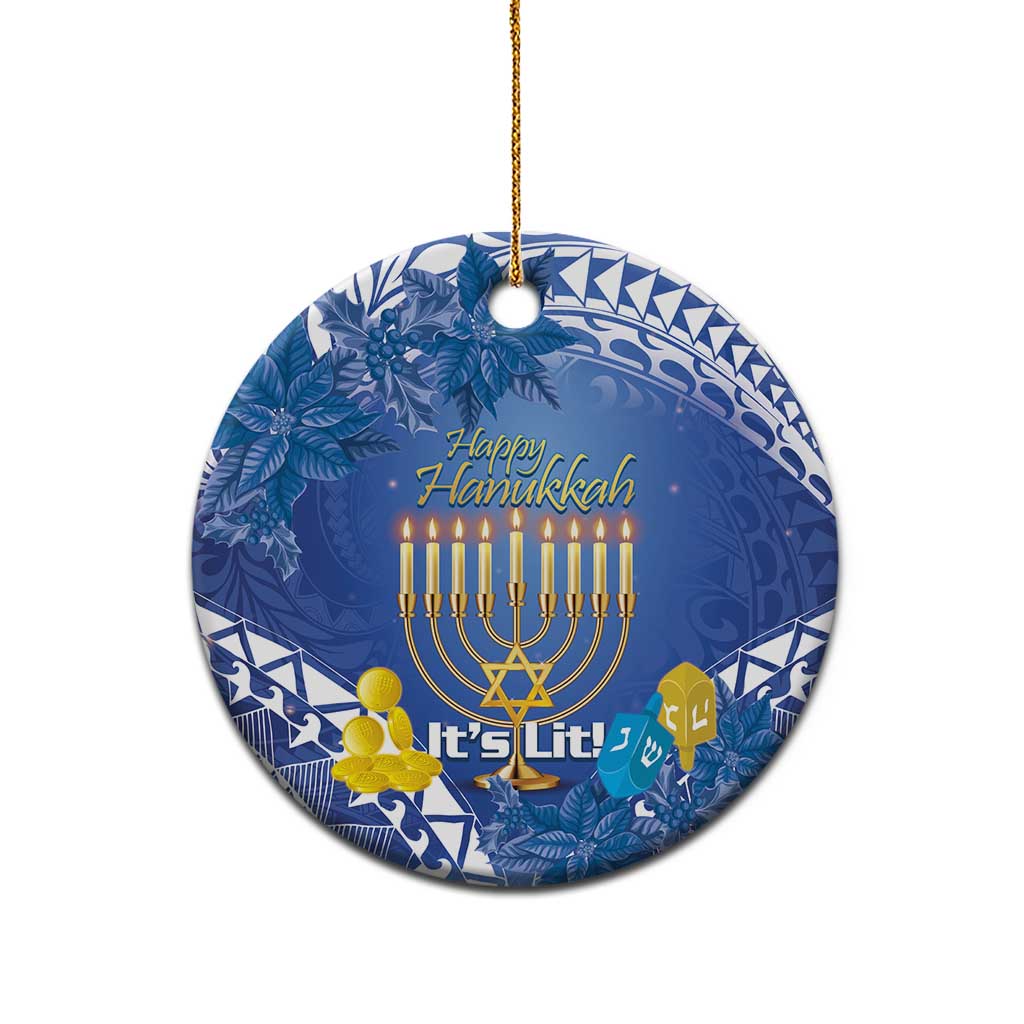 Hanukkah Jewish Festival Ceramic Ornament It's Lit - Polynesian Pattern - Wonder Print Shop