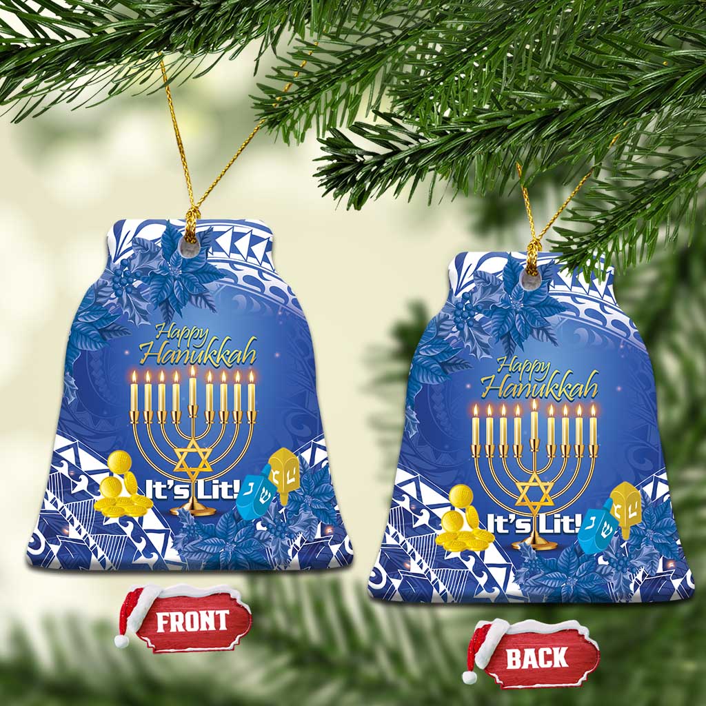 Hanukkah Jewish Festival Ceramic Ornament It's Lit - Polynesian Pattern - Wonder Print Shop
