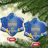 Hanukkah Jewish Festival Ceramic Ornament It's Lit - Polynesian Pattern - Wonder Print Shop