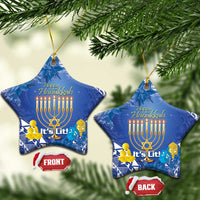 Hanukkah Jewish Festival Ceramic Ornament It's Lit - Polynesian Pattern - Wonder Print Shop