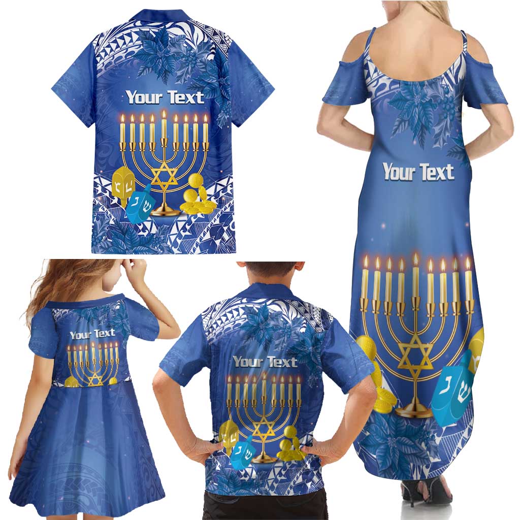 Personalised Hanukkah Jewish Festival Family Matching Summer Maxi Dress and Hawaiian Shirt It's Lit - Polynesian Pattern - Wonder Print Shop
