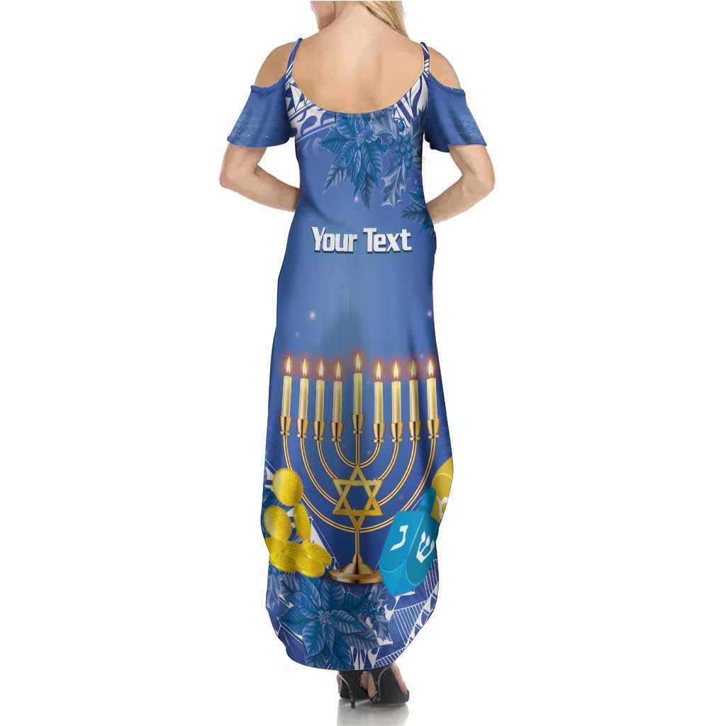 Personalised Hanukkah Jewish Festival Family Matching Summer Maxi Dress and Hawaiian Shirt It's Lit - Polynesian Pattern - Wonder Print Shop
