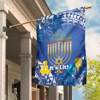 Hanukkah Jewish Festival Garden Flag It's Lit - Polynesian Pattern - Wonder Print Shop