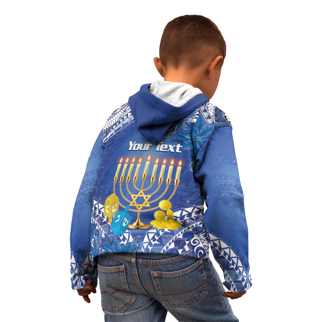 Personalised Hanukkah Jewish Festival Kid Hoodie It's Lit - Polynesian Pattern - Wonder Print Shop