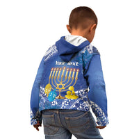 Personalised Hanukkah Jewish Festival Kid Hoodie It's Lit - Polynesian Pattern - Wonder Print Shop