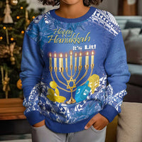 Hanukkah Jewish Festival Kid Ugly Christmas Sweater It's Lit - Polynesian Pattern - Wonder Print Shop