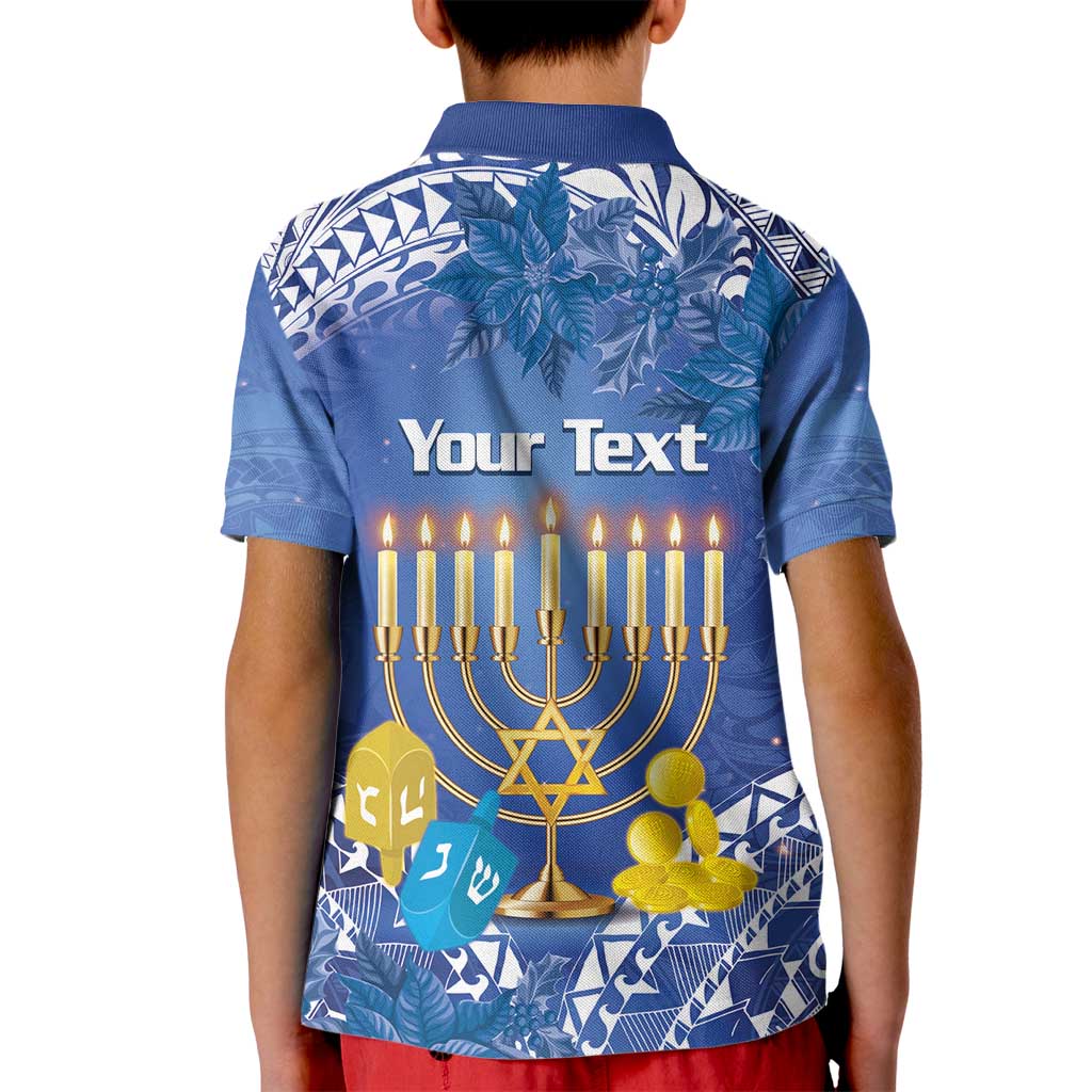 Personalised Hanukkah Jewish Festival Kid Polo Shirt It's Lit - Polynesian Pattern - Wonder Print Shop