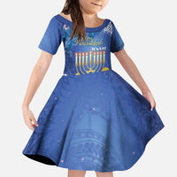 Personalised Hanukkah Jewish Festival Kid Short Sleeve Dress It's Lit - Polynesian Pattern - Wonder Print Shop