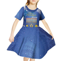 Personalised Hanukkah Jewish Festival Kid Short Sleeve Dress It's Lit - Polynesian Pattern - Wonder Print Shop