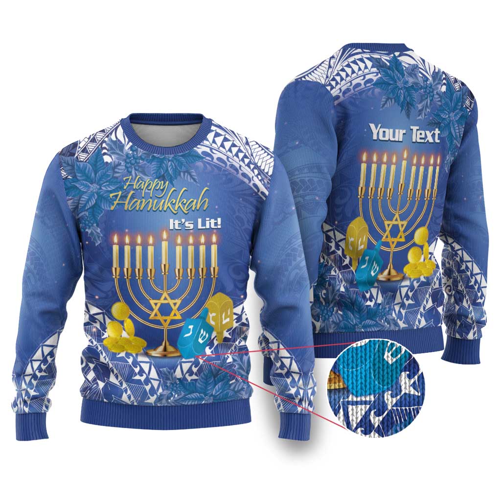 Hanukkah Jewish Festival Ugly Christmas Sweater It's Lit - Polynesian Pattern - Wonder Print Shop