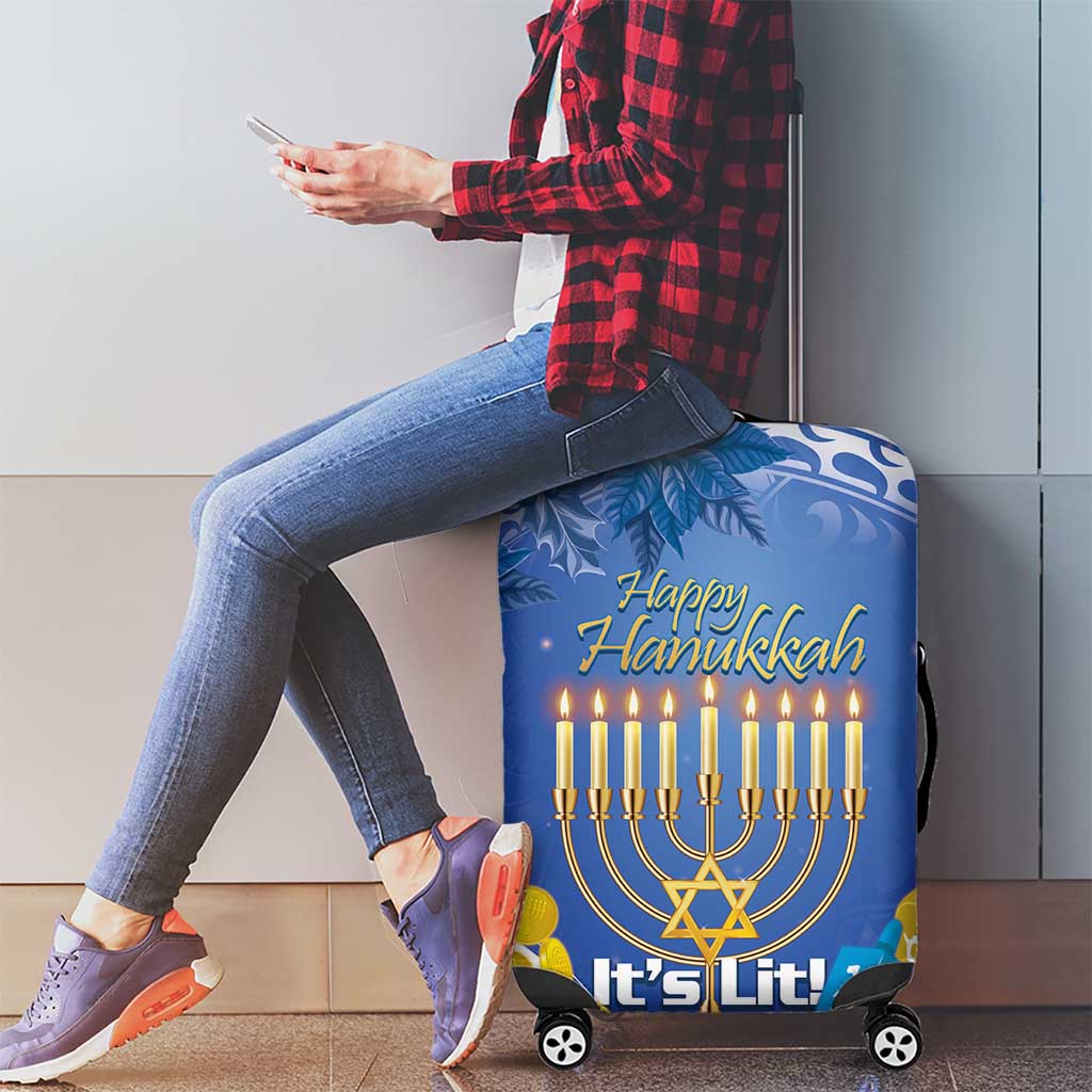Hanukkah Jewish Festival Luggage Cover It's Lit - Polynesian Pattern - Wonder Print Shop