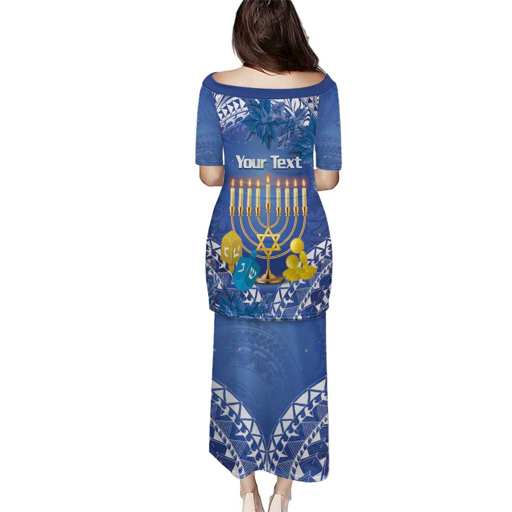 Personalised Hanukkah Jewish Festival Puletasi It's Lit - Polynesian Pattern - Wonder Print Shop