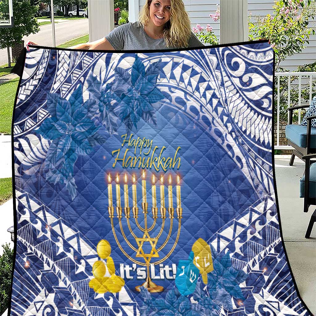 Hanukkah Jewish Festival Quilt It's Lit - Polynesian Pattern - Wonder Print Shop